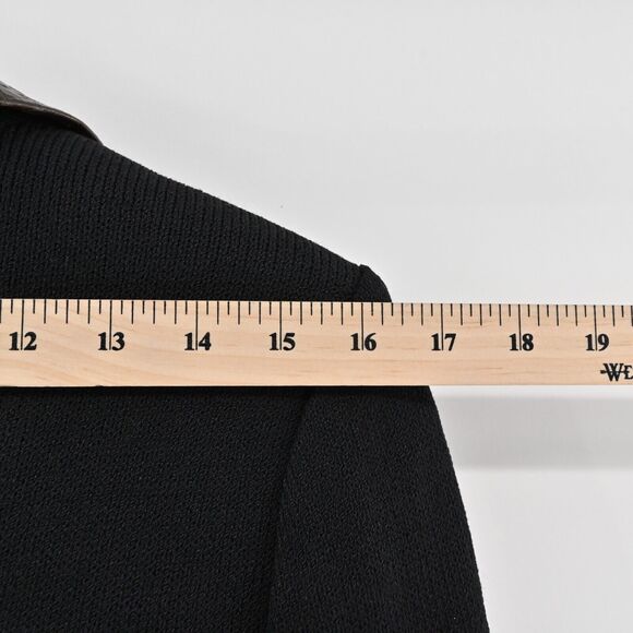 ST JOHN Jacket Womens Sz 10 Santana Knit Removable Collar Button Front Croc Trim - Picture 11 of 12